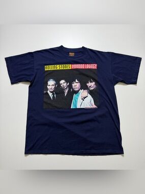 Vintage 1995 Rolling Stones Voodoo Lounge Tour T-Shirt Mens Large Navy Blue